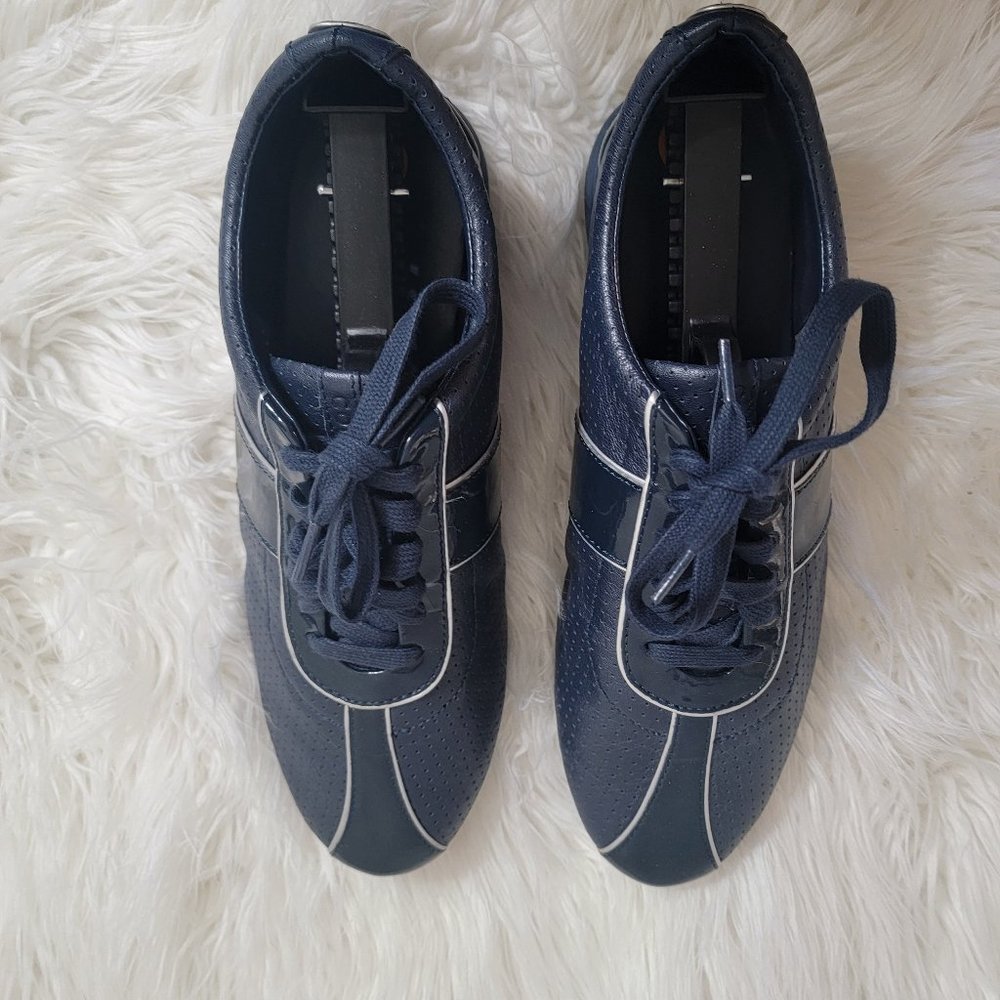 Cole Haan Grand OS Sneakers Women Size 8.5B Blue Bria Leather Perforated Lace-up